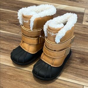 Cat & Jack Tan and Black Fur Lined Waterproof Kids Snow Boots